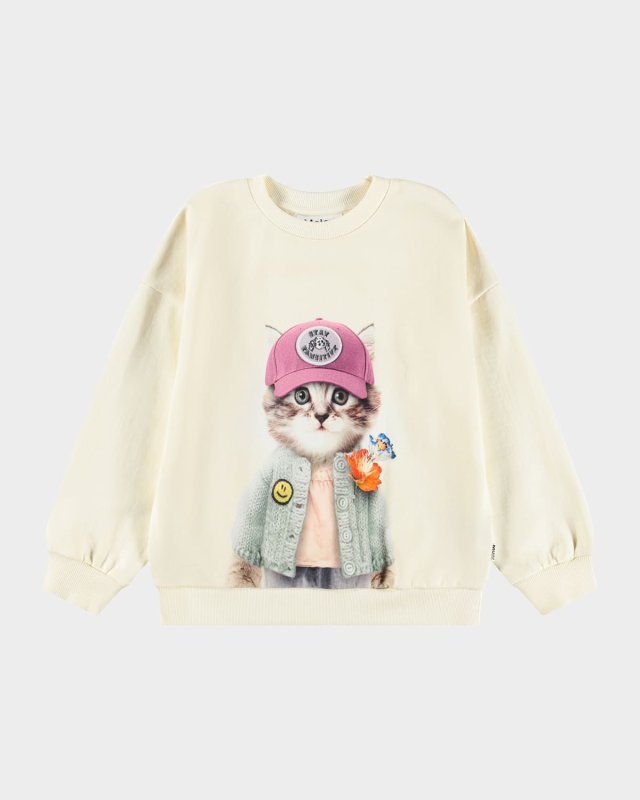 Girl's Maxi Printed Organic Cotton Sweatshirt, Size 3-7
